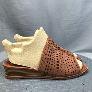 Vince Camuto Rallema Womens Wedge Sandals Size 10 Medium Leather Slide Nutmix